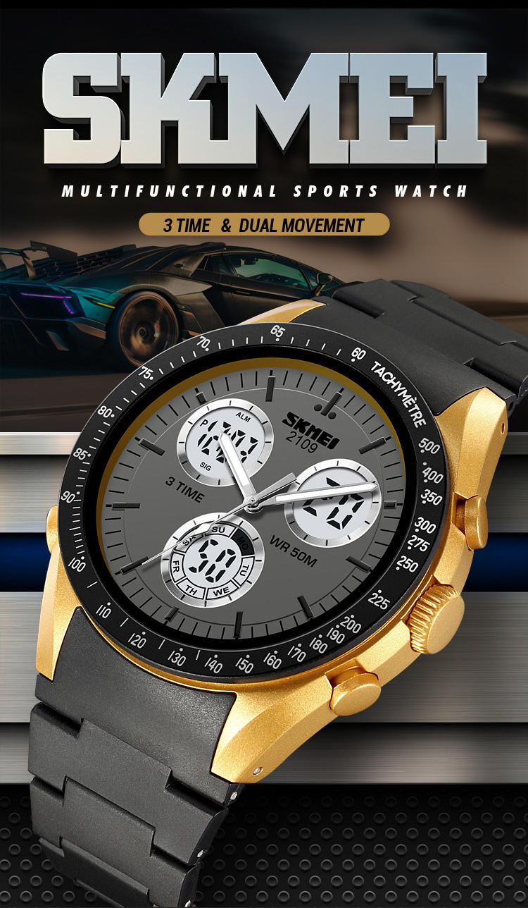 SKMEI 2109 Digital Analog Sports Chrono Watch for Men - Waterproof