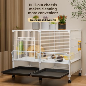 Jaula para Conejos y Cobayas, Diseño de Gran Espacio, Limpieza Automática de Residuos, Estructura de Acero Inoxidable, Tamaño Mediano, Villa de Lujo para el Hogar - Product Image 4