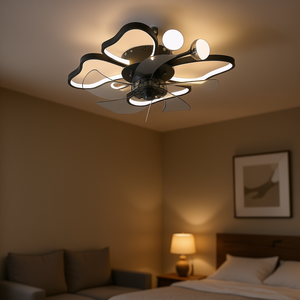 Modern <b>Butterfly</b> Design LED Ceiling Fan <b>Light</b> 19.7 Inch Remote Control Dimmable DC Motor Bedroom Living Room Black - Product Image 2