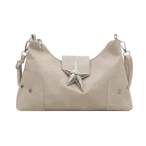 Punk Style Star Design Women Hobos Shoulder Bags Casual Y2k Cool Hot Girls Pu Crossbody Bag Female Phone Underarm Handbags <b>Purse</b> - Product Image 6