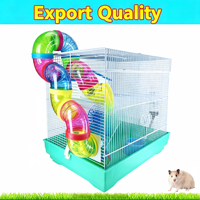 Cage à hamster en fer à 2 niveaux avec tunnel, villa de luxe, roue d'exercice, bouteille d'eau, maison pour petits animaux