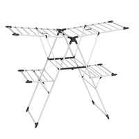 Nouvelle conception, séchoir à linge pliable à double niveau en métal de 20 m, pour l'intérieur et l'extérieur, salle de bain