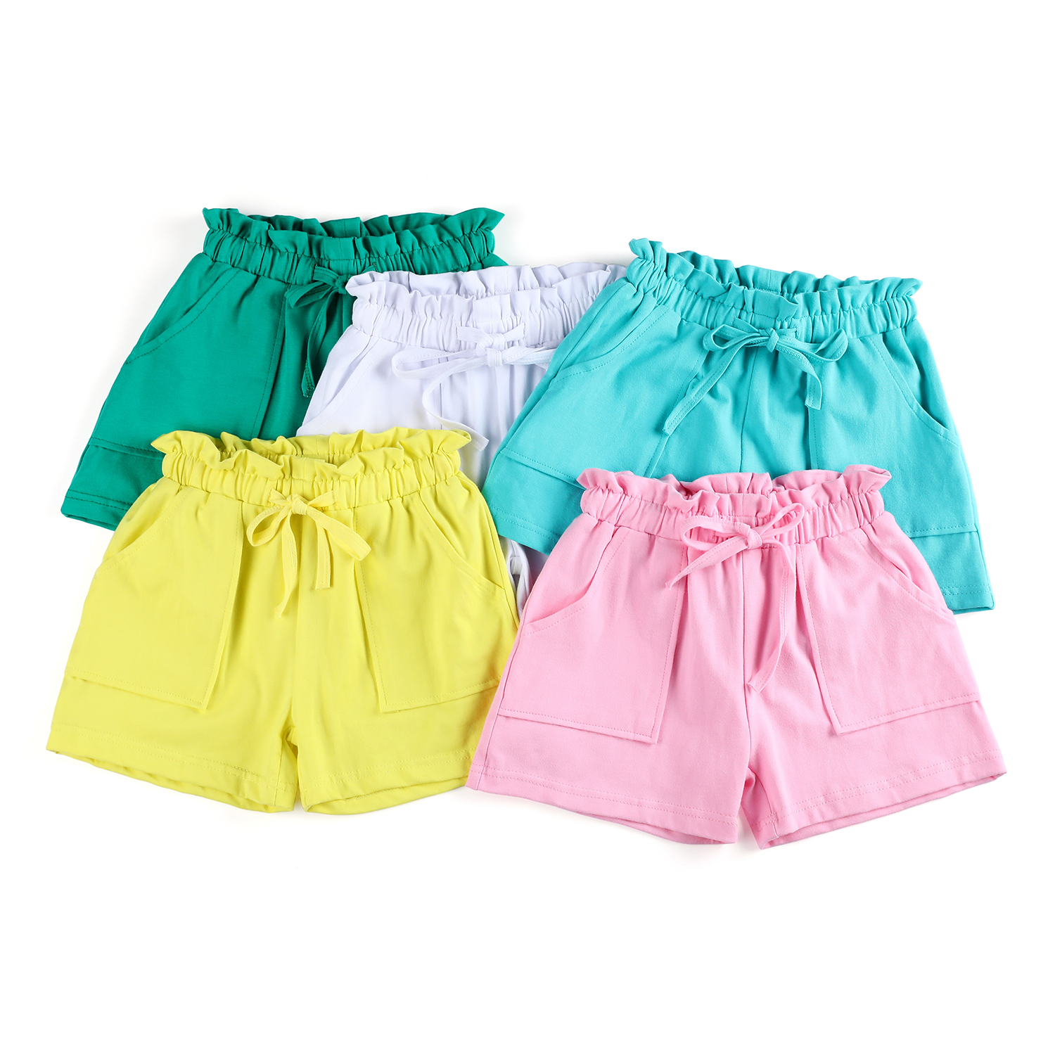 Новинка 2021, стильные летние модные пустые шорты с рюшами и высокой талией для девочек