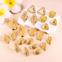 Boucles d'oreilles carrées géométriques martelées classiques tendance en acier inoxydable plaqué or 18 carats HOVANCI Minimalist
