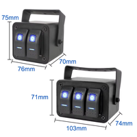 Boîtier de 3 interrupteurs à bascule 12V SPST marche/arrêt avec LED bleue, étanche, en aluminium, avec support de montage pour bateau, voiture, camping-car, camion