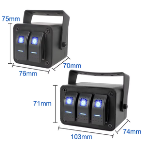Boîtier <span class=keywords><strong>de</strong></span> 3 interrupteurs à bascule 12V SPST marche/arrêt avec LED bleue, étanche, en aluminium, avec support <span class=keywords><strong>de</strong></span> montage pour bateau, voiture, camping-car, camion - Product Image 2