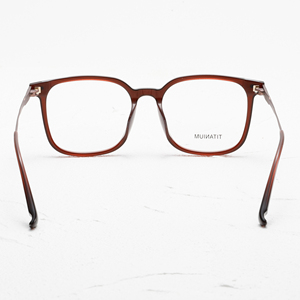 Gafas de titanio con montura completa rectangulares, color marrón sólido, anti-UV, ligeras, unisex, para adultos, monturas para corrección de la visión MM92KA - Product Image 6