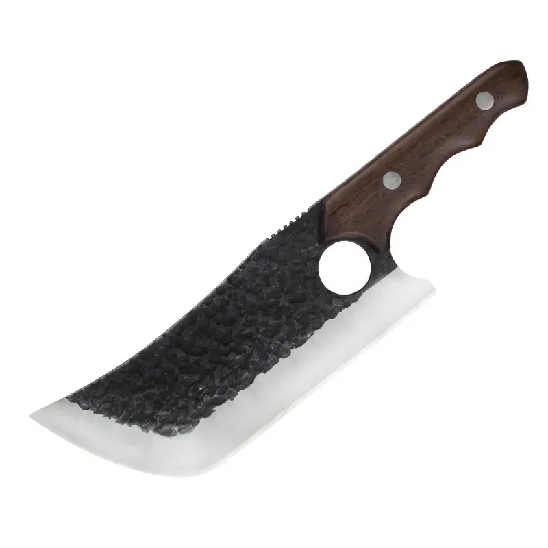 高炭素鋼鍛造肉クリーバーナイフ肉屋ナイフ人間工学に基づいたハンドル付きキッチンハイブリッドナイフ