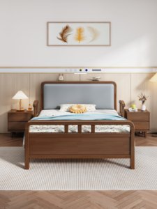 High Quality Solid Wood Nursing <b>Bed</b>, Safety Guardrail Upholstered <b>Bed</b> for Elderly Home Care Bedroom Furniture - Product Image 3