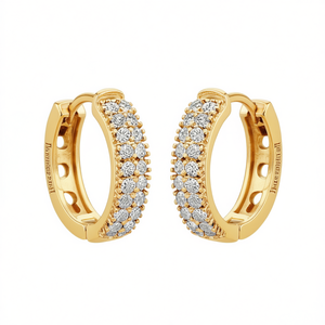 Boucles d'oreilles Huggie mystérieuses et dorées, taille brillant ronde, sertissage pavé, bijoux classiques pour femmes E3844 - Product Image 1