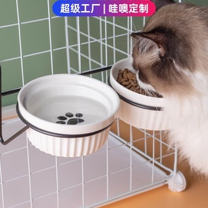 Ceramic <b>Cat</b> Bowl Hanging Pet Feeder For <b>Cage</b> Mounted Use With Anti Tipping Design - Product Image 4