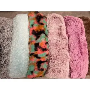 Oreiller rectangulaire à poils longs, doux et moelleux, en polyester et coton, style tie-dye, oreillers de lit modernes, couleurs assorties - Product Image 5