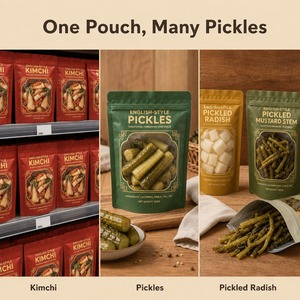Groothandel staande pouch met transparant venster, ritssluiting, herbruikbaar, vochtbestendig, voedselverpakkingszak voor kimchi, snacks & noten - Product Image 4