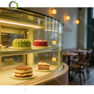 Mostrador de exhibición de pasteles de vidrio curvo de alta calidad con luz, vitrina personalizada para exhibir postres y pan para panadería. - Product Image 6