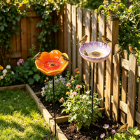 Mangeoire et abreuvoir pour oiseaux en grès à piquer dans le sol, 70 cm H, 12-15 cm de diamètre, étanche, anti-décoloration, résistant à la rouille, pour extérieur, jardin/cloison