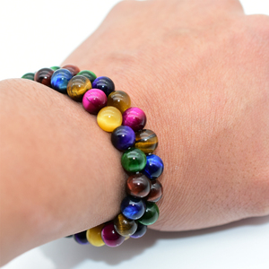 Pulsera <span class=keywords><strong>de</strong></span> Ojo <span class=keywords><strong>de</strong></span> Tigre Natural <span class=keywords><strong>de</strong></span> Alta Calidad <span class=keywords><strong>de</strong></span> 6/8/10 mm, Siete Colores Mezclados, Seguro Comercial 2026 - Product Image 2