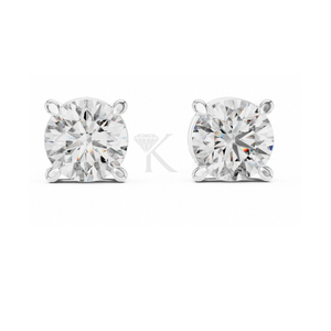 Pendientes de Diamantes Redondos Esenciales con Engaste de Corona de 6 Puntas y Cierres de Rosca Seguros, Elegantes y Minimalistas - Product Image 3