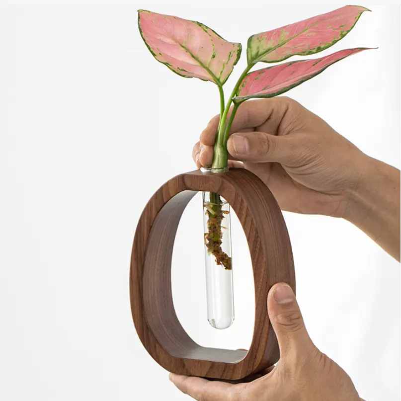 검은 호두 나무 일본 간단한 수경 삽입 섬세한 꽃기구 가정용 꽃병