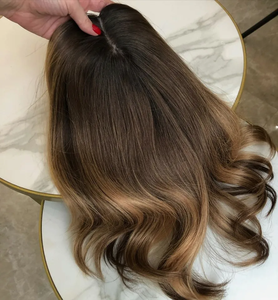 Chất lượng tóc vàng Mono toppers với rễ cho phụ nữ với rụng tóc, kích cỡ khác nhau, Clip-in Top hairpiece, tóc rìa - Product Image 2