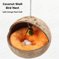 Lit de maison rembourré en peluche pour nid d'oiseau en coquille de noix de coco naturelle pour perroquet perruche hamster