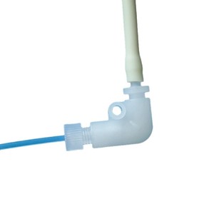 Raccord coudé en plastique 1/4-28 à filetage interne, connexion rapide pour tuyaux flexibles et rigides - Product Image 1