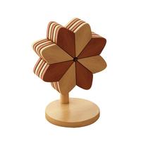 Sous-verres en bois massif en forme d'éolienne, 3/4/5 pièces par lot, 3 couleurs, résistants à la chaleur, décorations de table, vente en gros