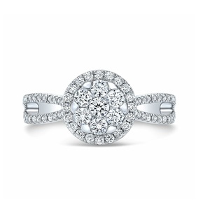 Bague de mariage en or massif blanc 14 carats de forme ronde de collection unique pour l'utilisation de cadeaux de bride pour l'exportation depuis l'Inde - Product Image 1