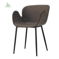 Chine Nouvelle Moderne Pas Cher En Cuir Bras chaise À Manger Meubles Chaise Avec Jambes De Fer