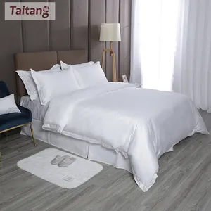 Großhandel Hotel Bettwäsche 100 % Baumwolle weiß Bett 300 Fäden Bettwäsche-Abdeckung mit Kissen Hülle Bettdecke-Set