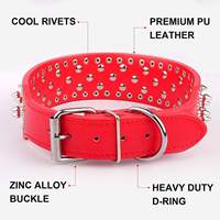 Collier pour chien en cuir PU avec rivet champignon Collier réglable pour chien à pointes larges Collier pour chien clouté durable