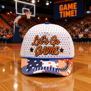 Cappellino da Baseball Strutturato a 5 Pannelli Bicolore con Ricamo 3D 'Let's Go GAME' e Stampa a Pois, Cappello Snapback per Eventi Sportivi e Feste - Product Image 1
