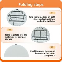Table de salle à manger ronde pliable en plastique pour 10 personnes, idéale pour événements, banquets et mariages, 6 pieds, vente en gros à prix abordable