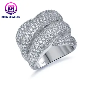 Supplier Jewelry Design 925 Sterling Silver Cross quality Zircon Cubic Zirconia Ring Customized Wedding Engagement Ring