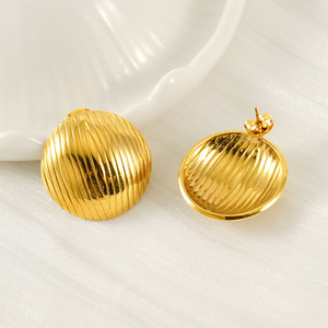 Zogxin Geometric Stud Earrings Gold Plated Wave Design For Women Fashion Jewelry Stainless Steel Earrings - Product Image 3
