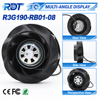 Ventilateur centrifuge EC R3G190-RB01-08 230VAC 190mm à haut débit d'air, à pales courbées vers l'arrière, pour module onduleur et refroidissement de rack de serveur