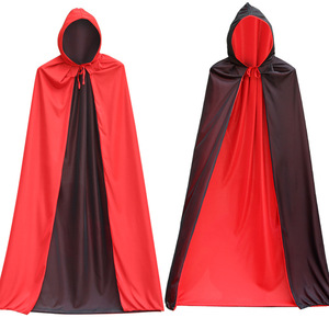Cape noire et rouge à double couche pour Halloween, avec capuche amovible, costume de cosplay pour vampire démon - Product Image 1