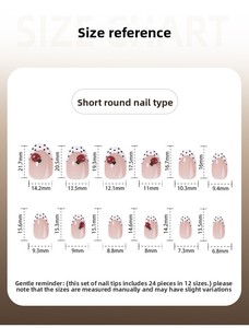 <span class=keywords><strong>Uñas</strong></span> Postizas <span class=keywords><strong>Cortas</strong></span> Almendradas Color Nude <span class=keywords><strong>con</strong></span> Punta Francesa Blanca y Puntos Negros, Reutilizables para Mujeres, Venta al Por Mayor - Product Image 6