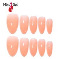 32 faux ongles en amande ombrés abricot, longue durée, à presser, longueur moyenne, couleur personnalisée, marque privée