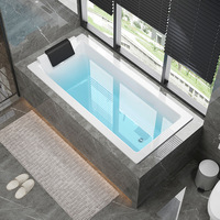 Baignoire de massage à remous moderne en acrylique avec contrôle Balboa, éclairage LED, baignoire spa autoportante pour une personne, salle de bain
