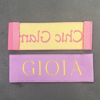 Étiquettes tissées écologiques logo personnalisé damas haute densité étiquettes col vêtements rectangulaires à coudre habillemen