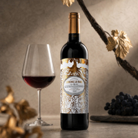 Étiquette de vin de luxe personnalisée, impression gaufrée, dorure à chaud, vernis UV, papier texturé imperméable pour bouteilles de vin