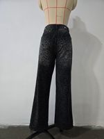 Jean large à taille haute en denim noir Y2K à imprimé léopard animal, streetwear pour femmes