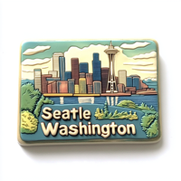 Nouveaux Aimants de Réfrigérateur Personnalisés en Résine, Artisanat d'Impression UV, Design 3D, Prix de Gros, Décorations de Voyage France Seattle