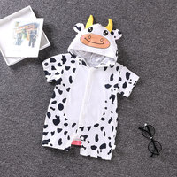 Mono de algodón para bebé al por mayor, disfraz de animal con capucha, manga corta, botones frontales, para recién nacido, bebé, niño pequeño, unisex, OEM personalizado