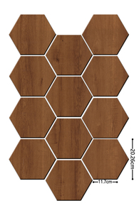 Autocollant mural hexagonal en <span class=keywords><strong>bois</strong></span> grainé SXP, auto-adhésif, imperméable, carrelage mural décoratif, revêtement mural DIY - Product Image 4