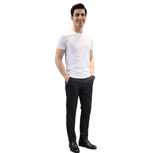 T-shirt Homme Slim Fit 100% Coton Respirant à Manches Courtes, Couleur Unie Blanc Pur, Grande Taille, Personnalisable avec Logo OEM, Élégant - Product Image 1