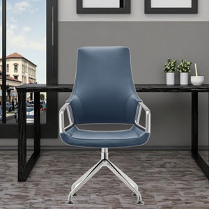 Chaise de <span class=keywords><strong>bureau</strong></span> de direction ergonomique en cuir confortable de style moderne blanc de luxe avec base en acier pivotante inclinable - Product Image 5