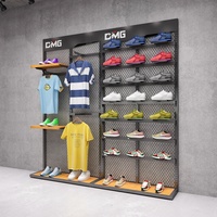 Idées de décoration murale pour le magasin Mingtang, design simple, étagère en métal sur pied, présentoir à chaussures commercial pour magasin de chaussures de sport