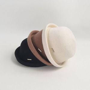 หมวกบัคเก็ตไหมพรมญี่ปุ่นทรงโบว์เลอร์สำหรับผู้หญิง สีพื้นเรียบง่าย สไตล์เรโทร อุ่นสบาย ขอบม้วน สำหรับฤดูใบไม้ร่วงและฤดูหนาว - Product Image 2
