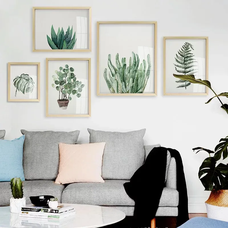 Wall Art Decor Painting Scandinavian Style Tropical Plants Poster Green Leaves Decorative Picture Modern Wall Art Paintings For Living Room Home Decor